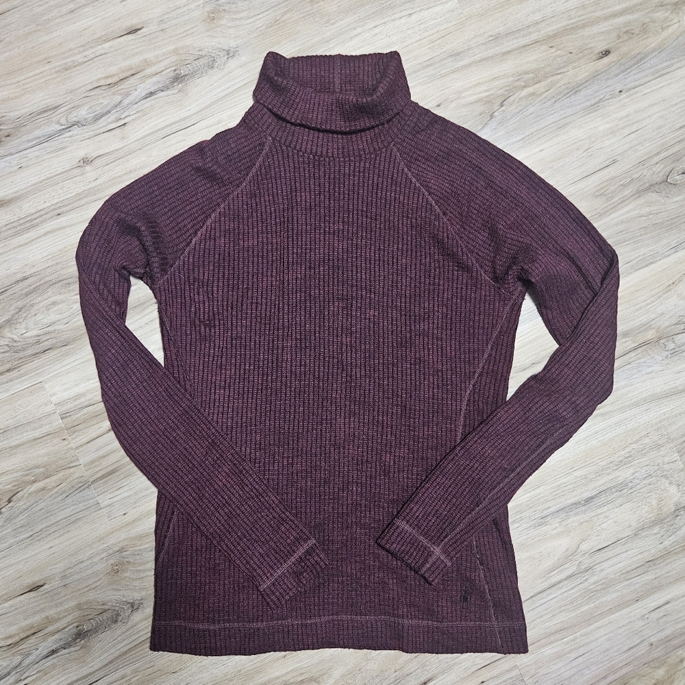 Smartwool Women's Merino Wool Ribbed Turtleneck Burgundy